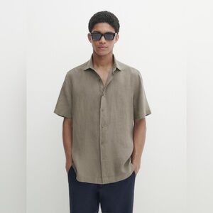 Zara Men's Tan / Khaki Linen Shirt